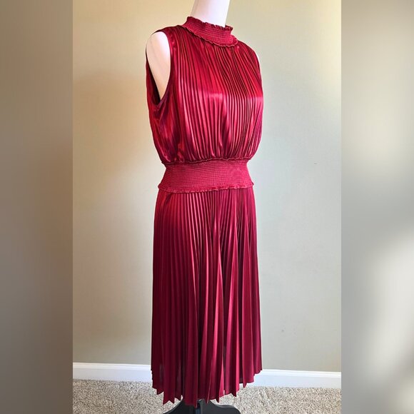 SaksFifthAvenue Nanette Lepore Midi Dress Pleated Blouson Dress - Picture 1 of 11